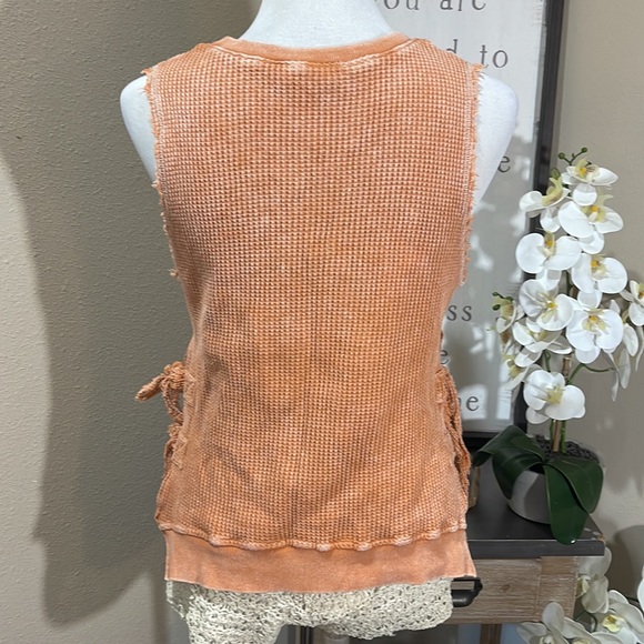 Fate Orange Sleeveless Knit Top with Side Ties TRN21 - Picture 6 of 6